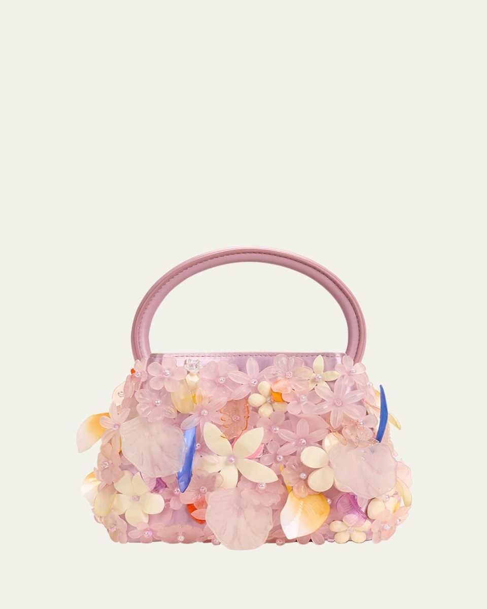 Solene Mini Flower Metallic Top-Handle Bag